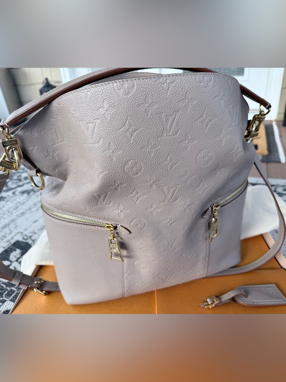 Louis Vuitton Melie Hobo Galet Monogram Empreinte Leather Shoulder Crossbody